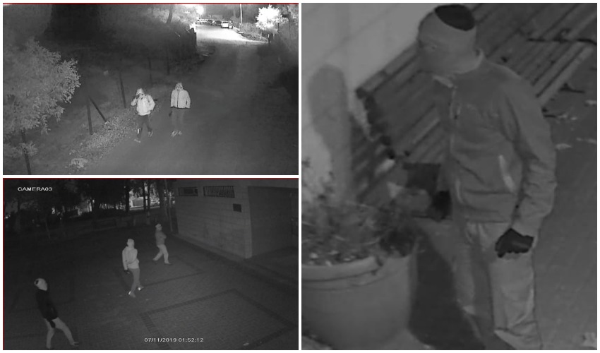 תיעוד מתוך מצלמות הבאטחה של היישוב של חלק מהחשודים בפריצה