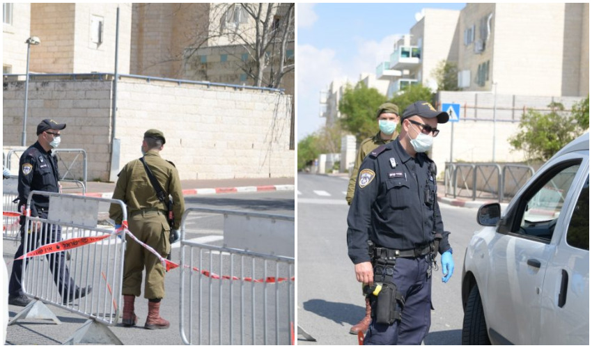 שוטרים אוכפים סגר (צילומים: דוברות המשטרה)