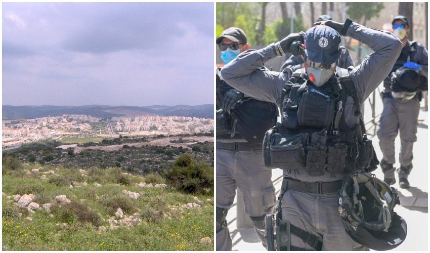 שוטרים ממוגנים מפני נגיף הקורונה, רמת בית שמש (צילומים: דוברות המשטרה, צביקי ולדמן-מתוך ויקיפדיה)