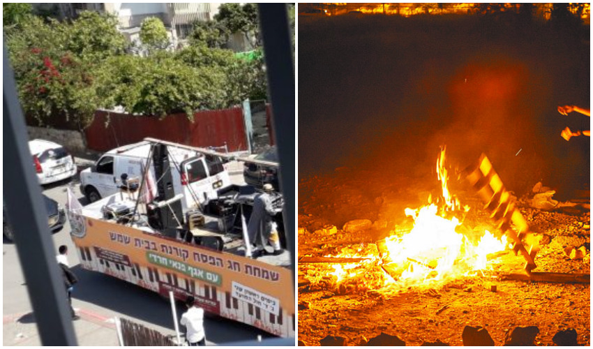 מדורת ל"ג בעומר, משאית שמחה בבית שמש (צילומים: אמיל סלמן, א.נ)