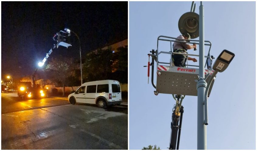 התקנת תאורת לד בבית שמש (צילומים: דוברות עיריית בית שמש)